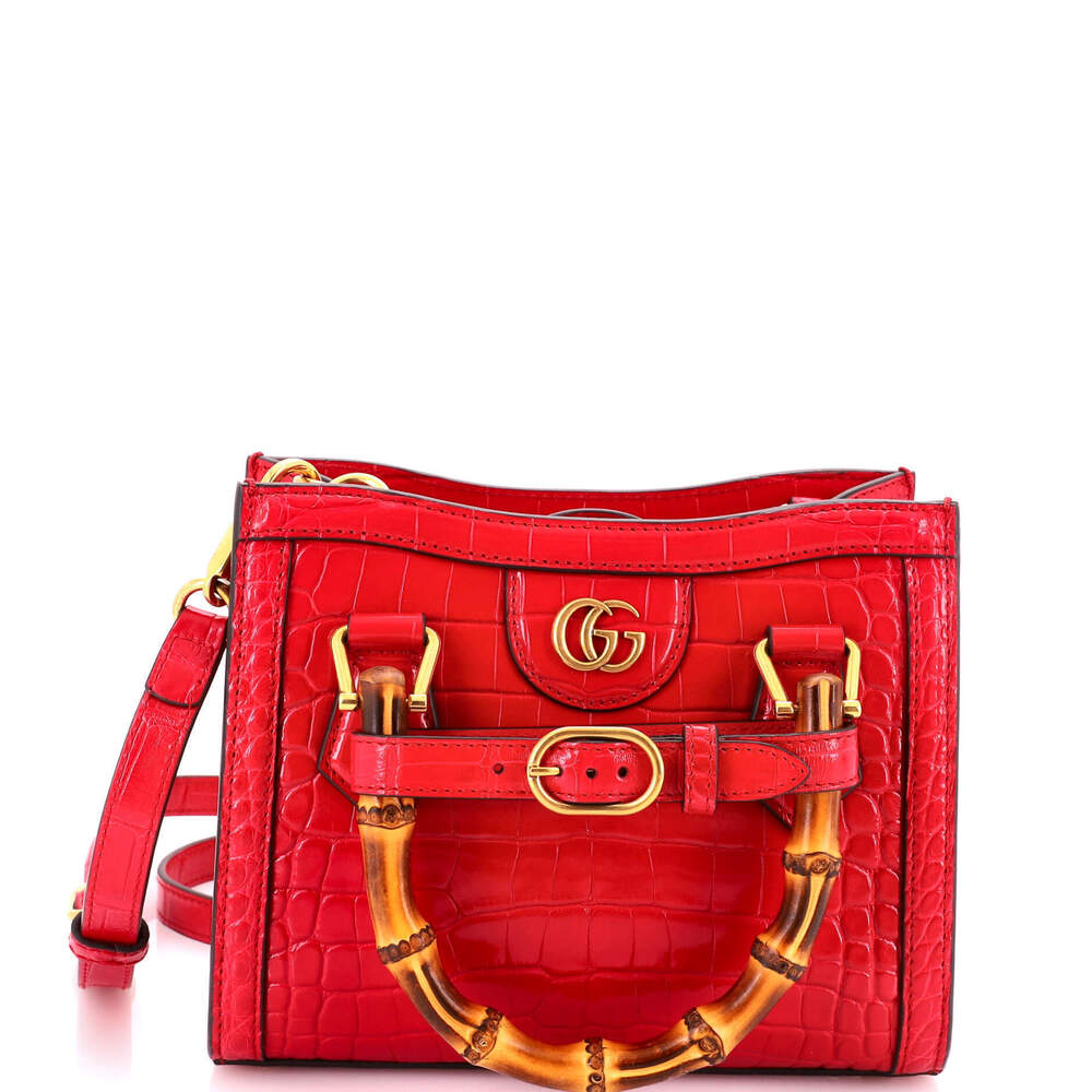 Gucci Mini Diana NM Bamboo Handle Tote Crocodile
